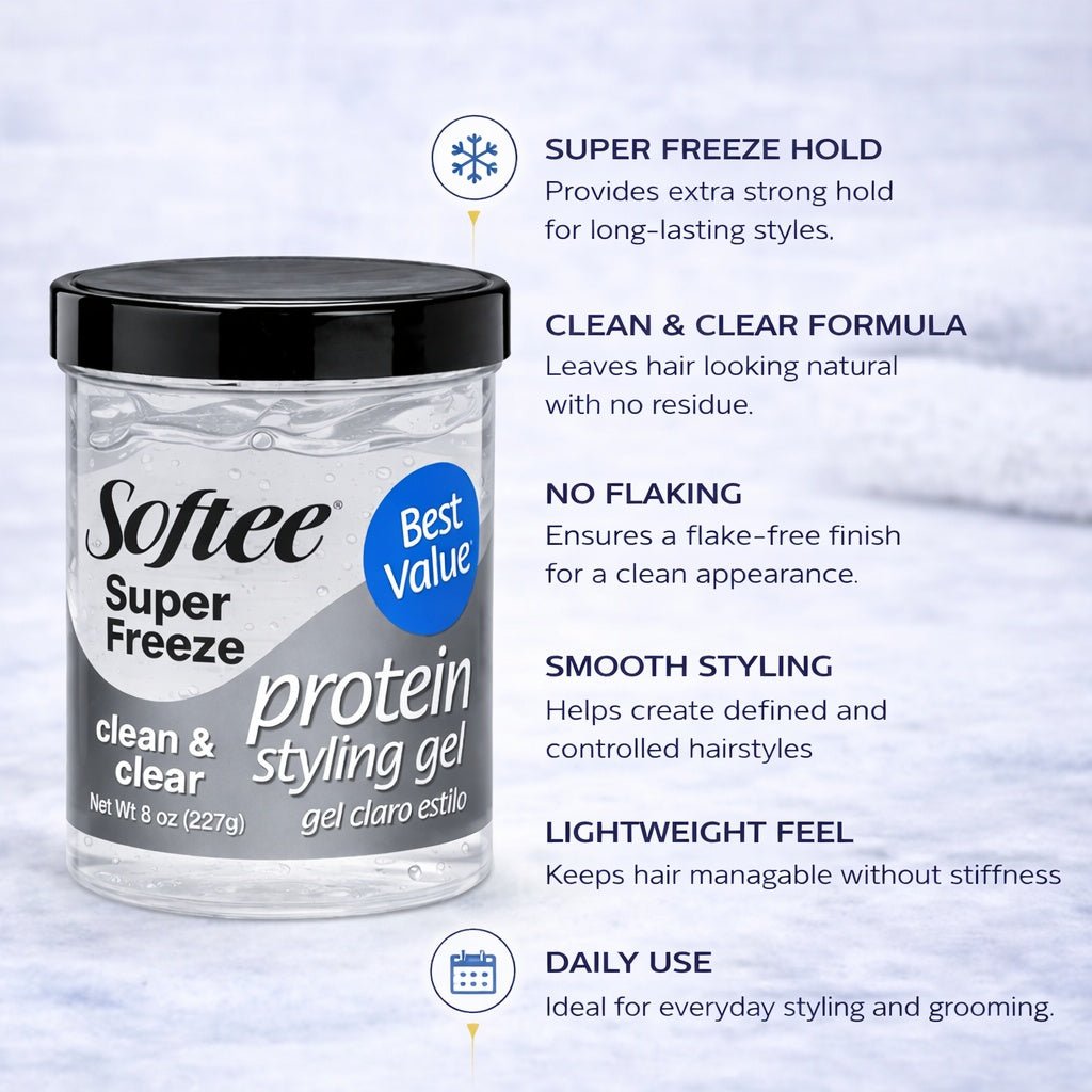 8 oz Softee Super Freeze Styling Gel – Clean & Clear product detail image