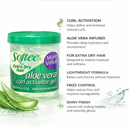 8 oz Softee Aloe Vera Curl Activator Gel – Extra Dry Hair product detail image