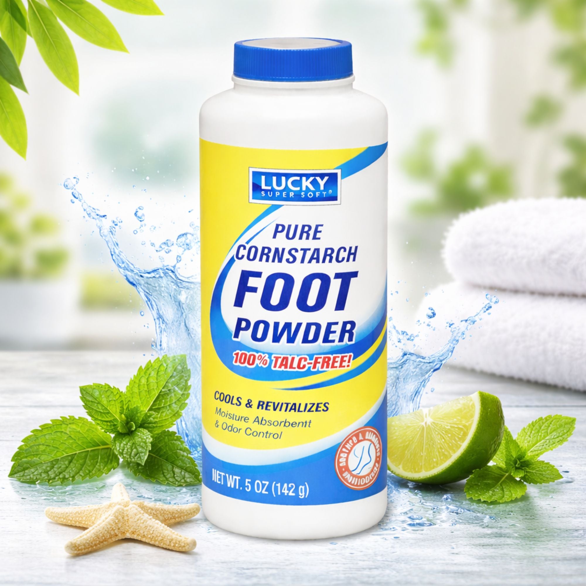 5oz Pure Cornstarch Foot Powder Talc Free Moisture Odor Control Cooling Foot Care Foot Care size and feature image