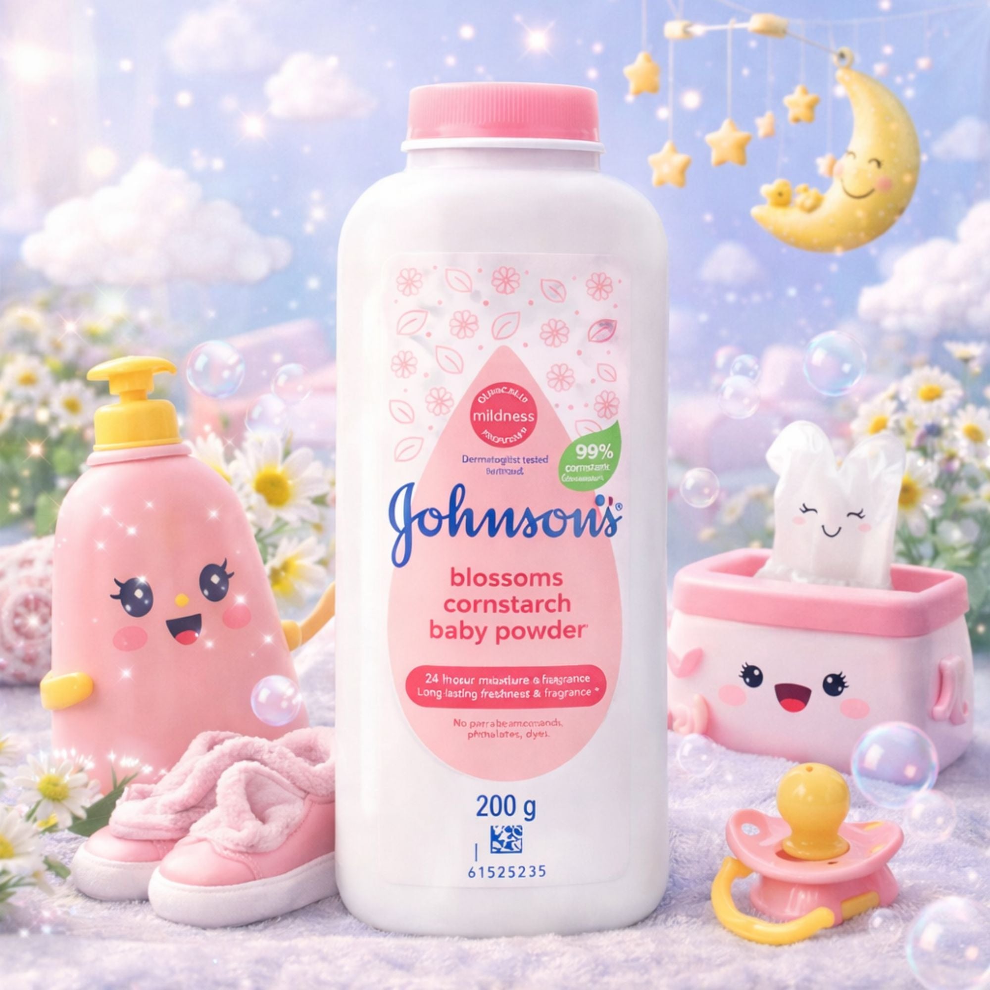 7oz Johnson’s Blossoms Cornstarch Baby Powder Gentle Fresh Skin Care Soft - 99Everything