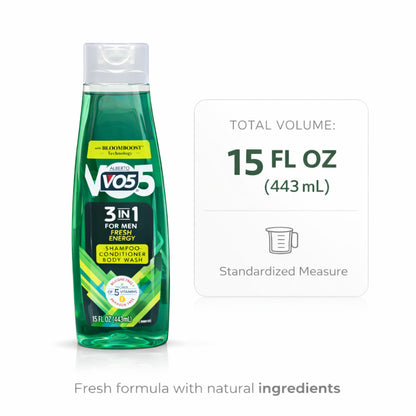 15 oz Alberto VO5 Men 3 in 1 Fresh Energy Shampoo & Body Wash product detail image