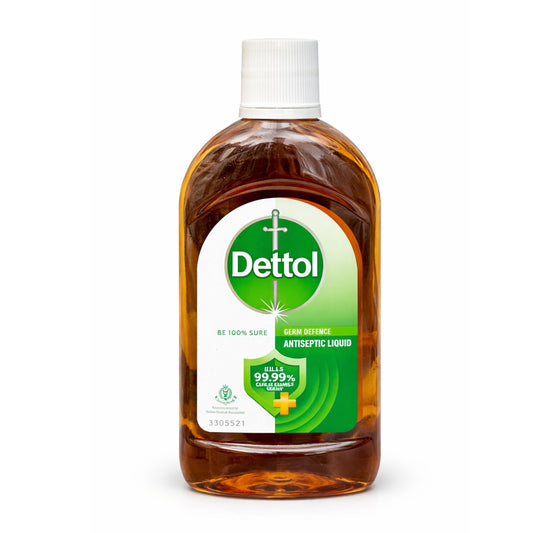 Dettol antiseptic liquid bottle on a white background