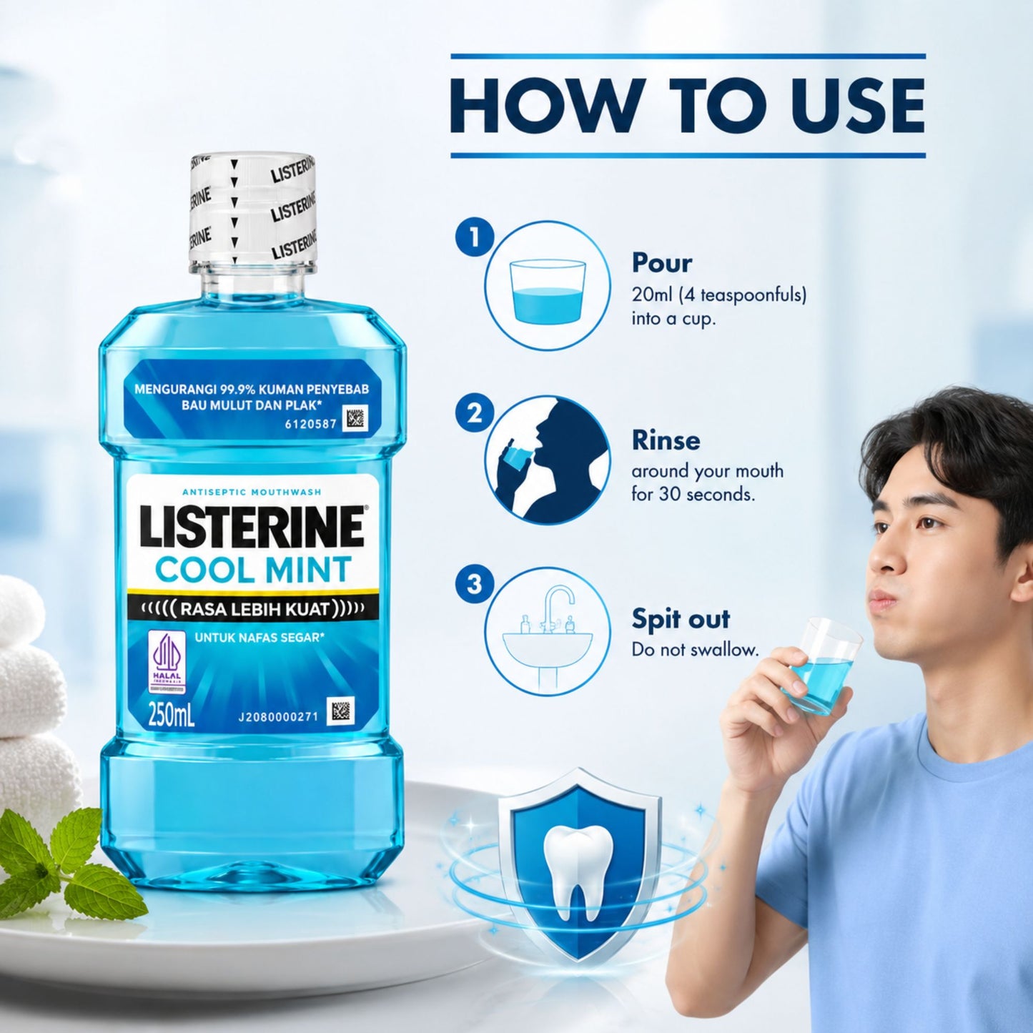 Listerine Cool Mint Antiseptic Oral Mouthwash 250ml