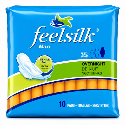 Feelsilk Maxi Overnight Pads 10 Count with Flexi Wings Protection