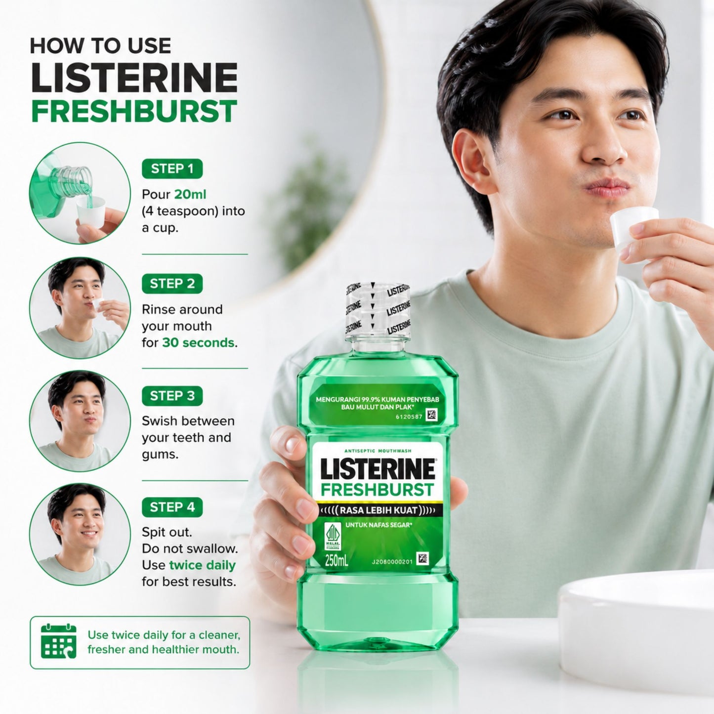 Listerine Freshburst Antiseptic Oral Mouthwash 250ml