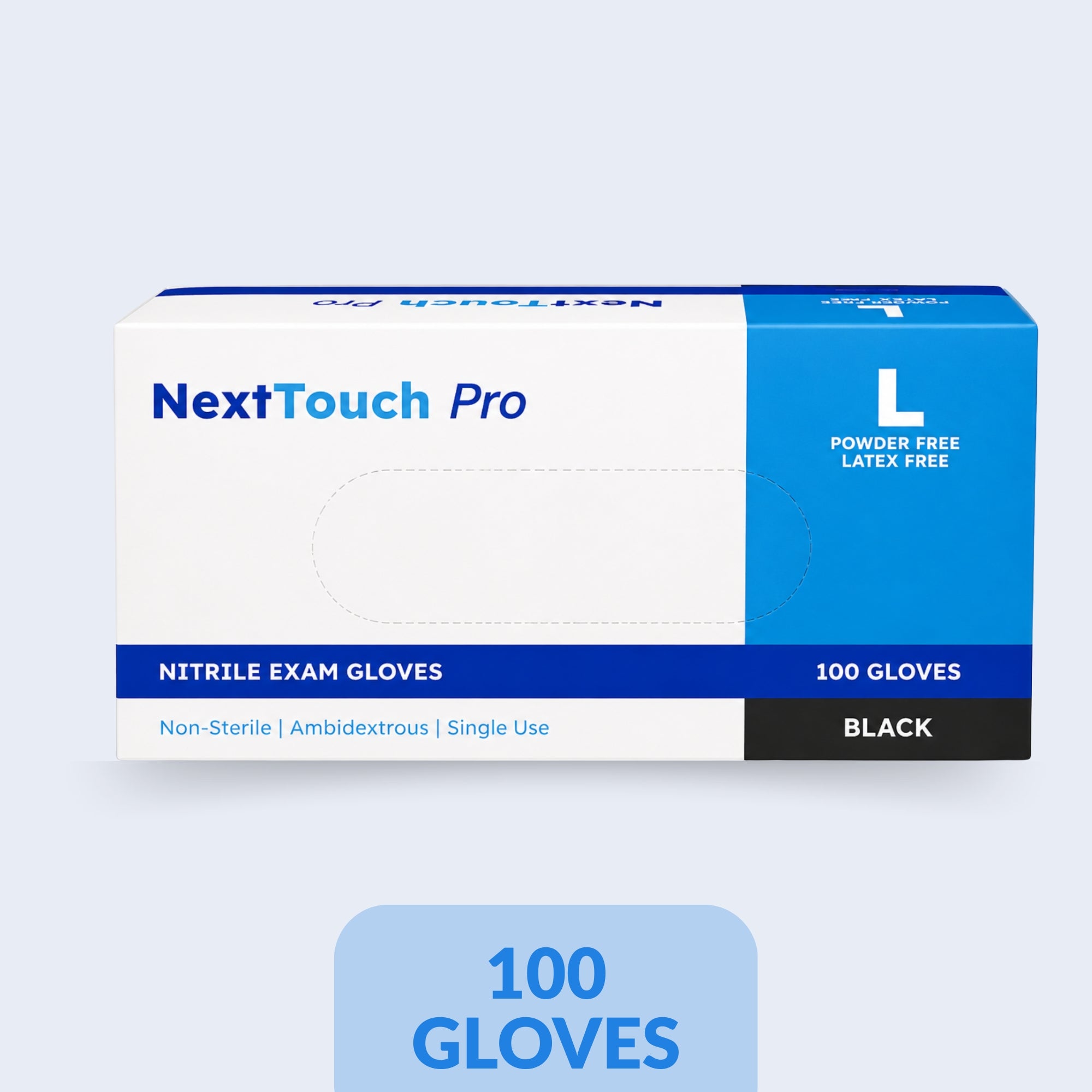 NextTouch Pro Large Black Exam Gloves 100 Count
