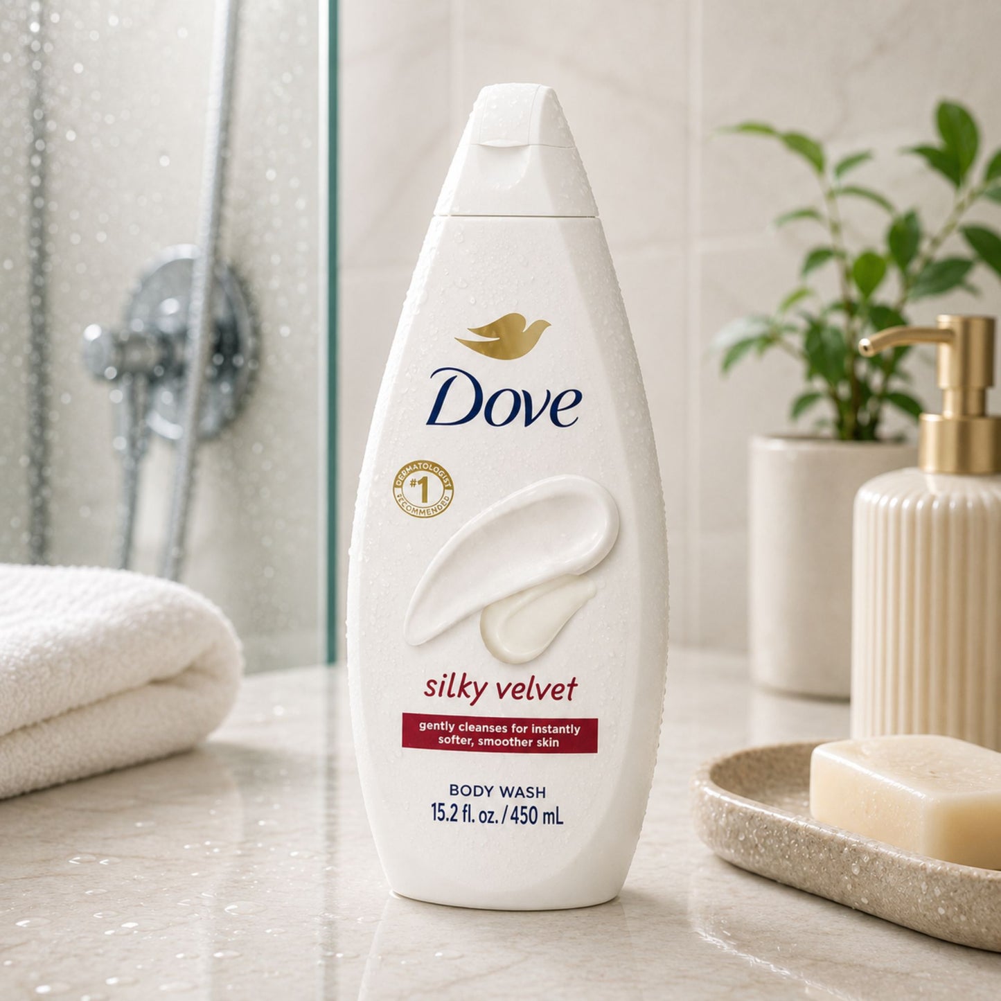 Dove Silky Velvet moisturizing body wash 15.2 fl oz for soft smooth skin