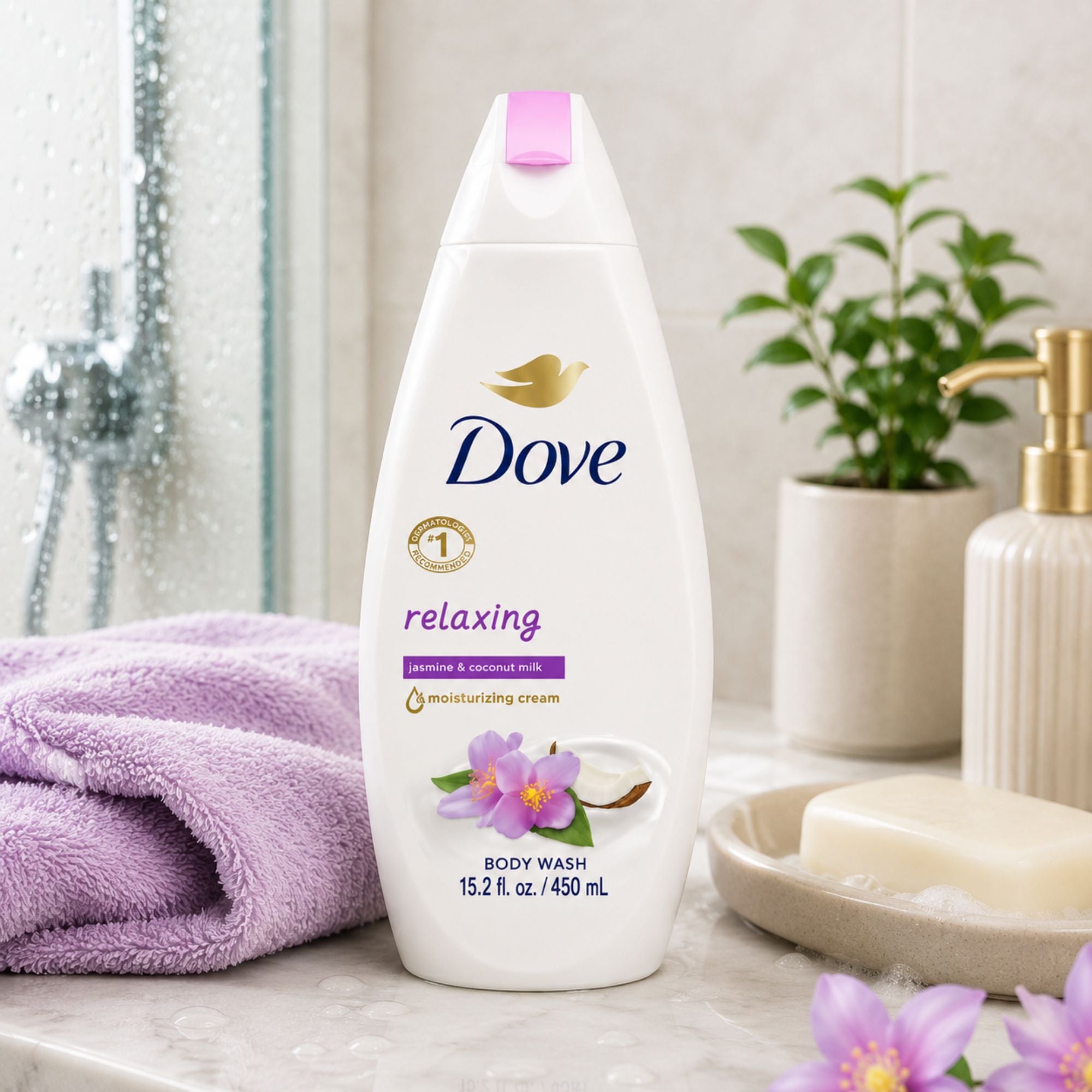 Dove Relaxing jasmine and coconut milk moisturizing body wash 15.2 fl oz