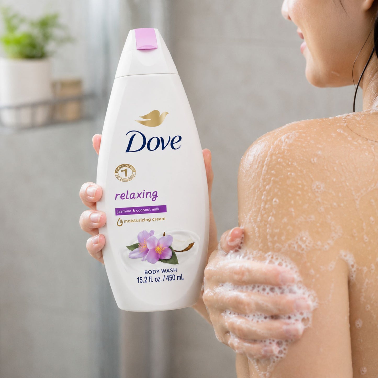 Dove Relaxing jasmine and coconut milk moisturizing body wash 15.2 fl oz
