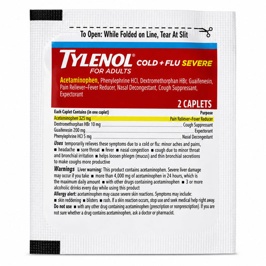 Tylenol Cold + Flu Severe Relief Caplets for Adults 2 Count