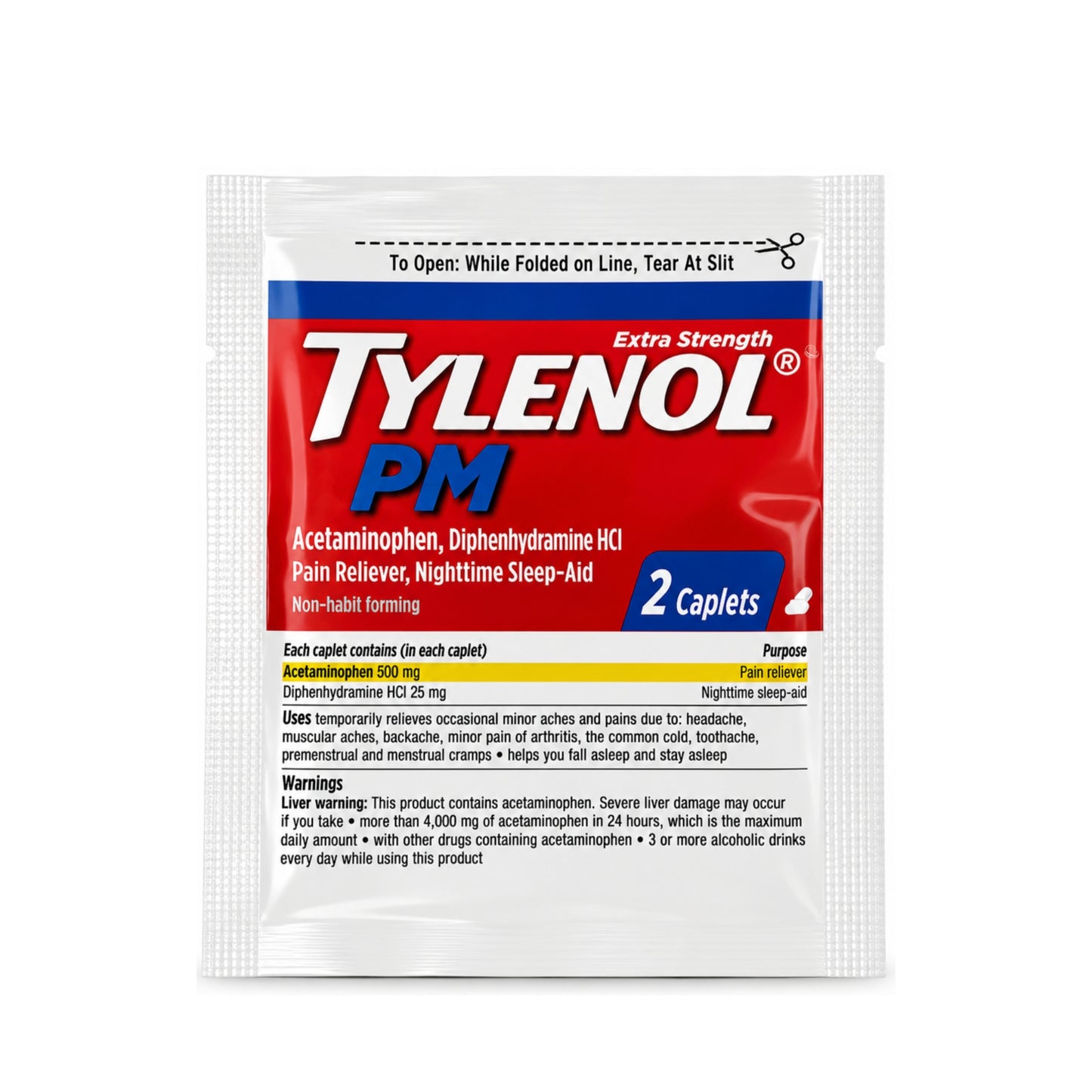 2 Caplets Tylenol PM Extra Strength Sleep Aid
