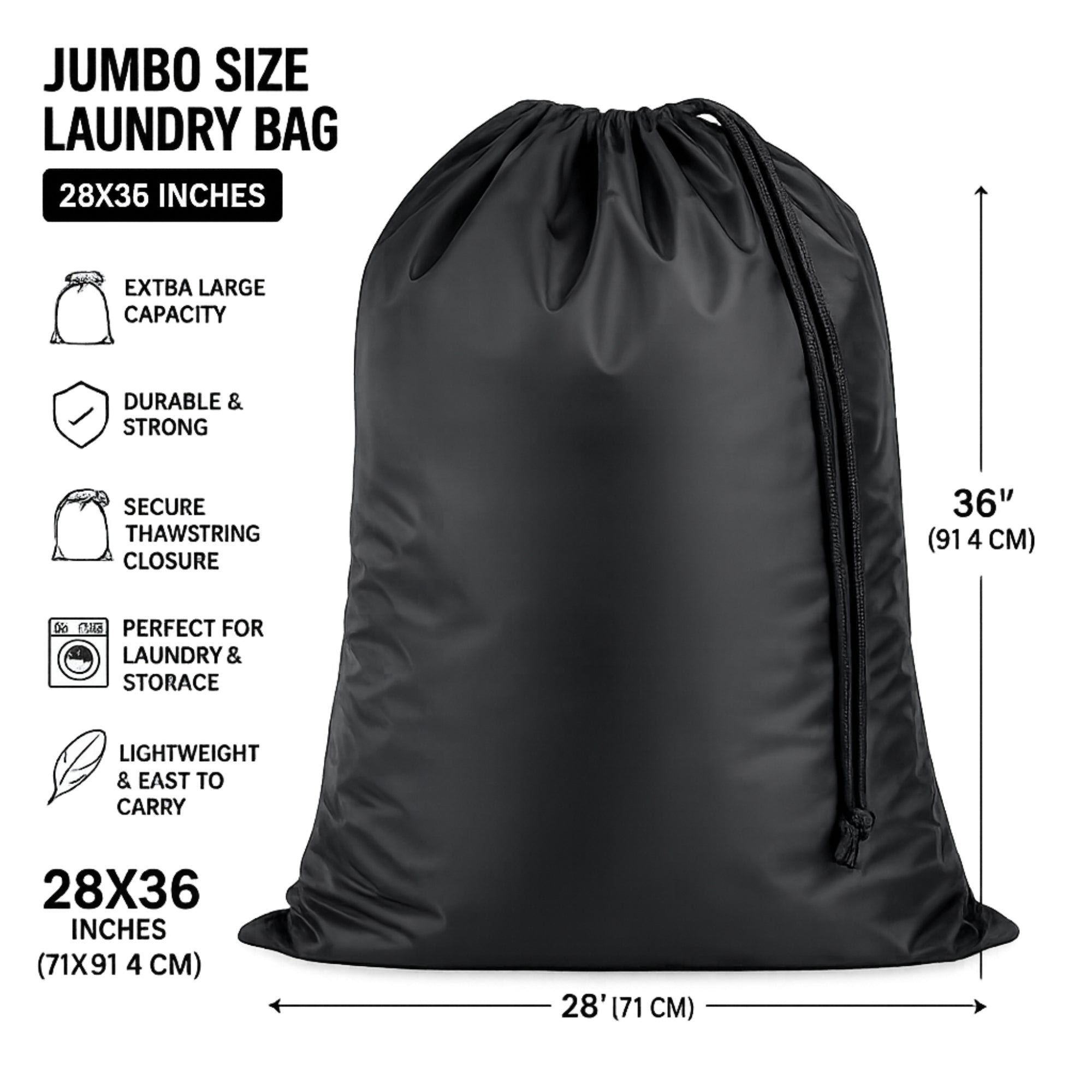 Large Laundry Storage Bag with Drawstring Closure 28x36