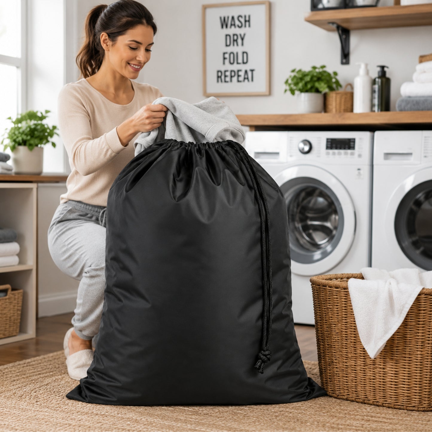 Large Laundry Storage Bag with Drawstring Closure 28x36