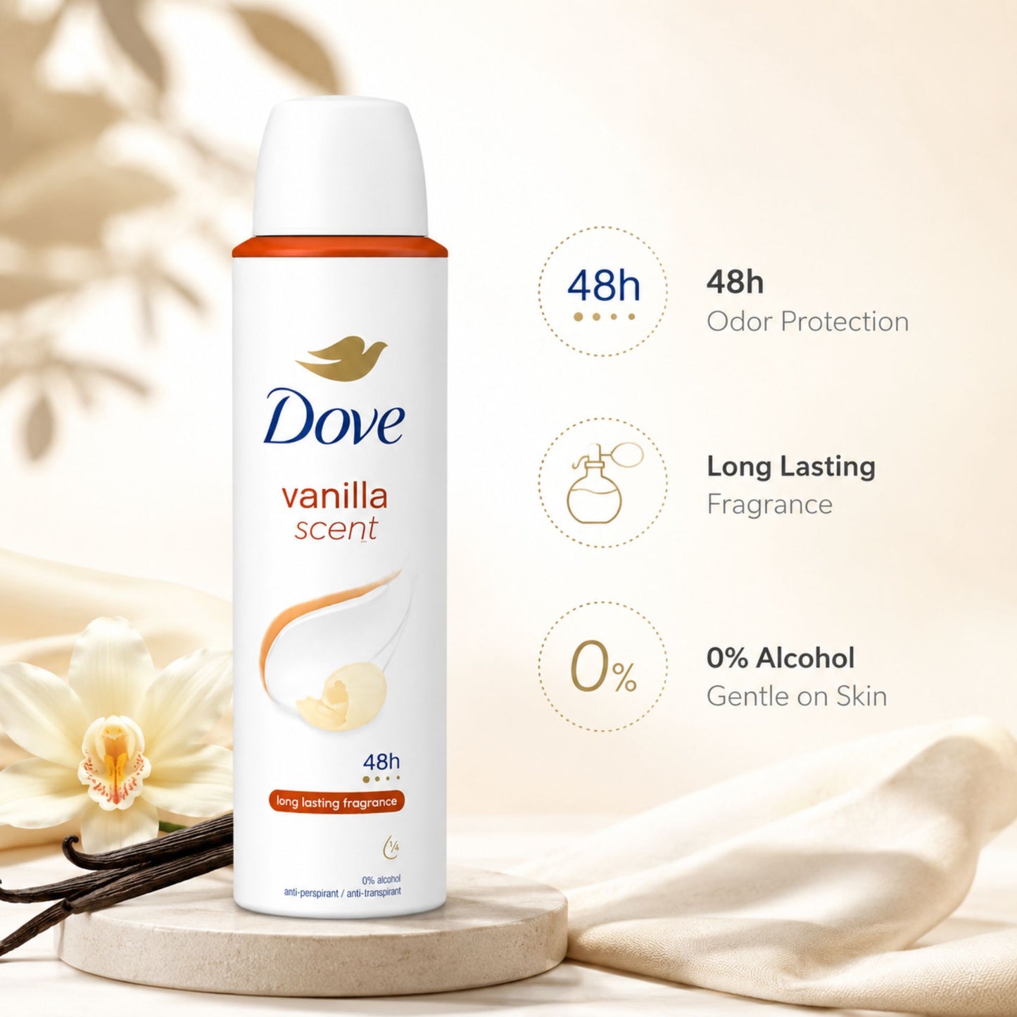 Dove Vanilla Fragrance Deodorant Spray 48H Protection
