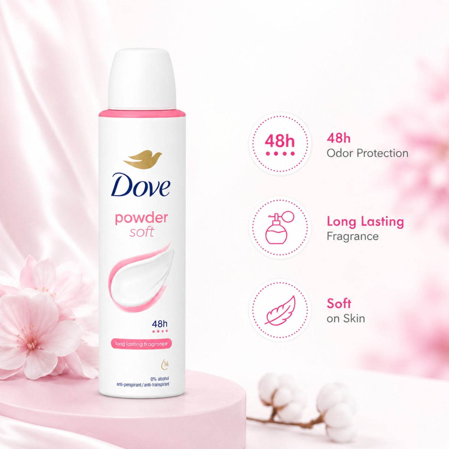 Dove Powder Soft Deodorant Spray Long Lasting Fragrance
