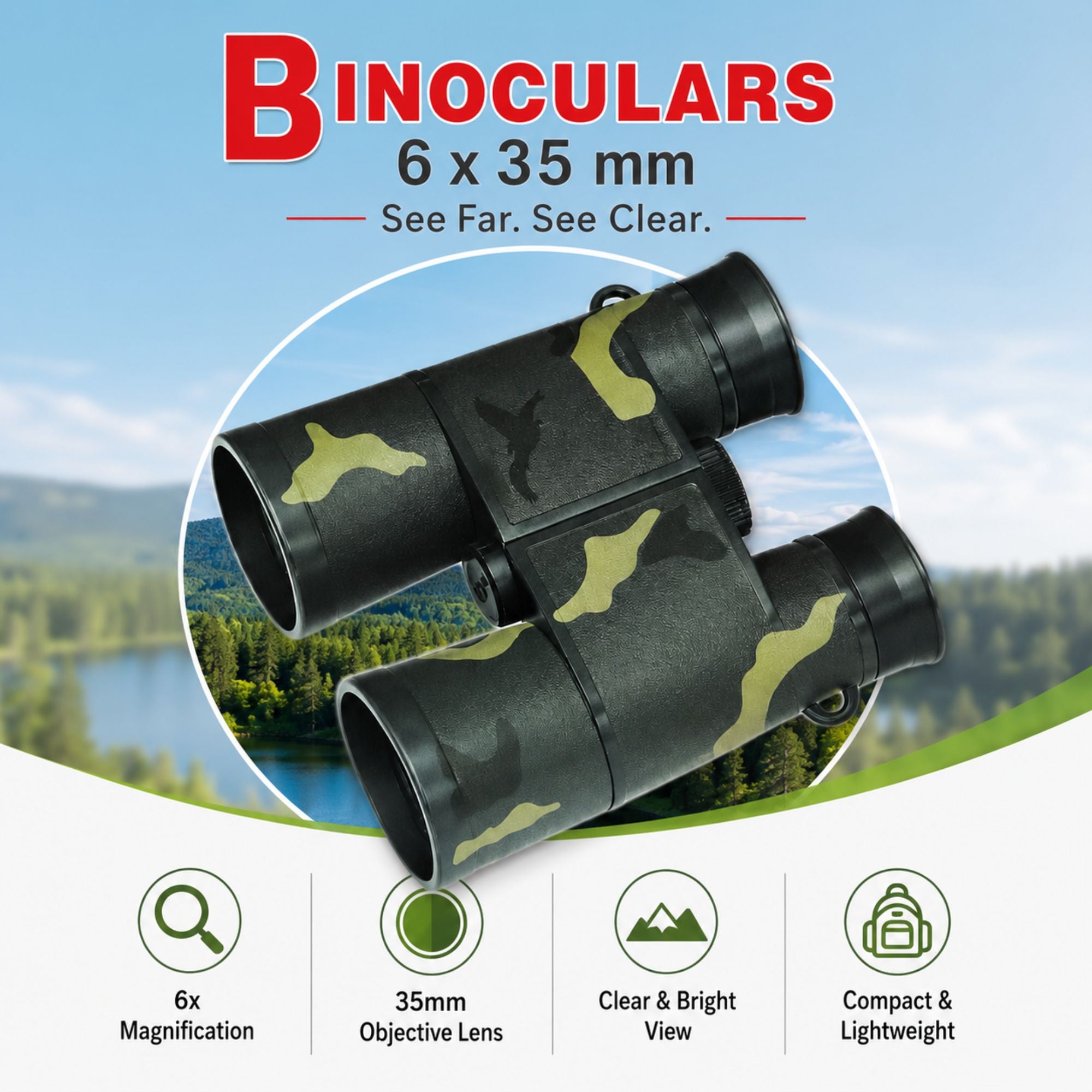 6x35 Kids Binoculars for Bird Watching and Outdoor Play