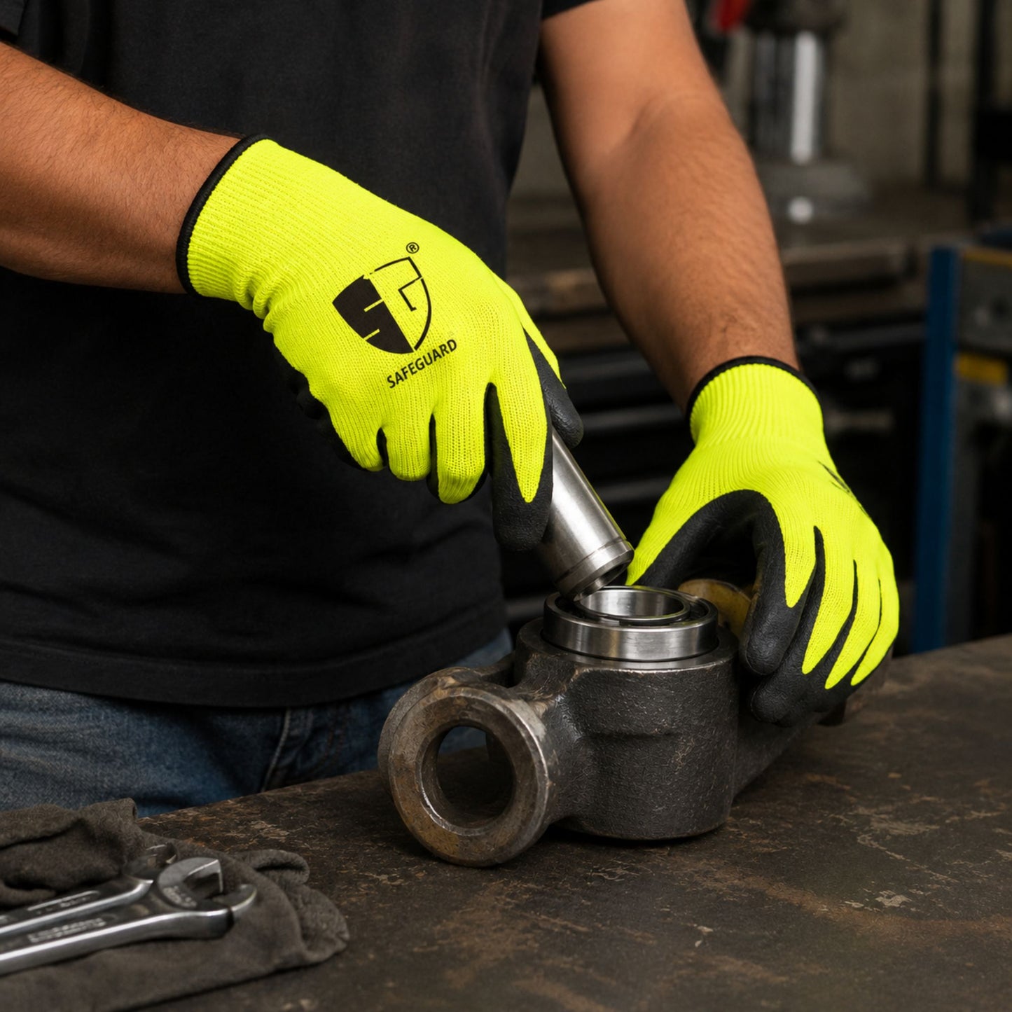 Heavy Duty Safety Work Gloves with Latex Grip for Large Hands