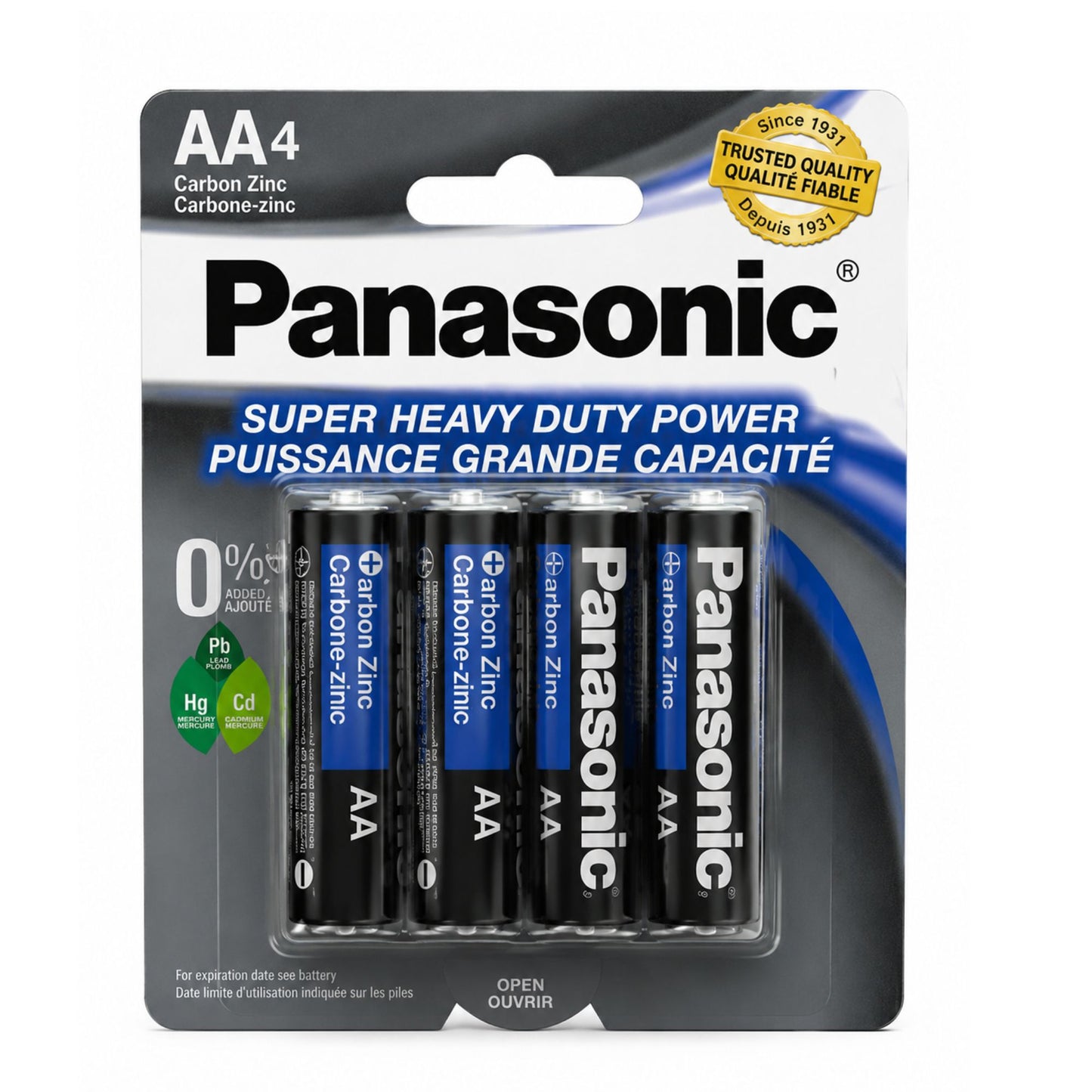 Panasonic AA Carbon Zinc Batteries 4 Pack Heavy Duty Power