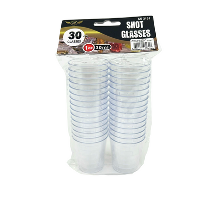 99¢-1 oz Plastic Shot Glasses – 30 Count