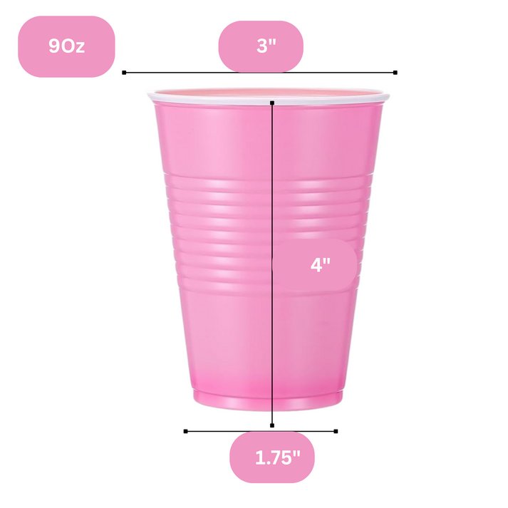 Disposable 9oz Pink Plastic Cups