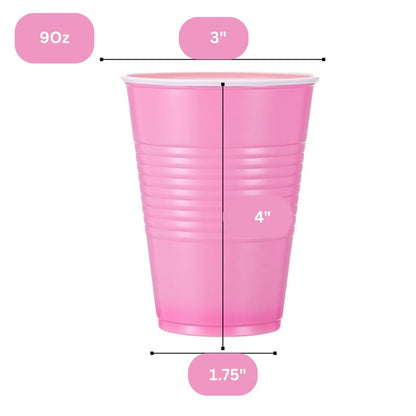 Disposable 9oz Pink Plastic Cups