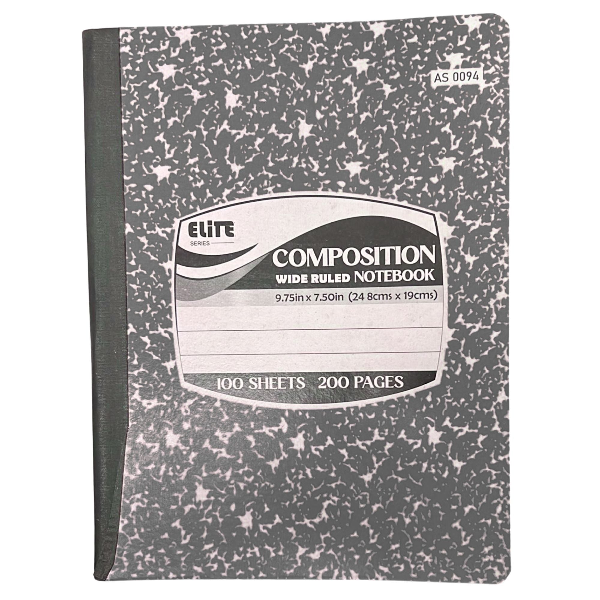Black Composition Wide Ruled Notebook – 9.75" x 7.5", 100 Sheets / 200 Pages Notebooks & Notepads Notebook School main