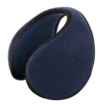 Pair of blue ear muffs on a white background