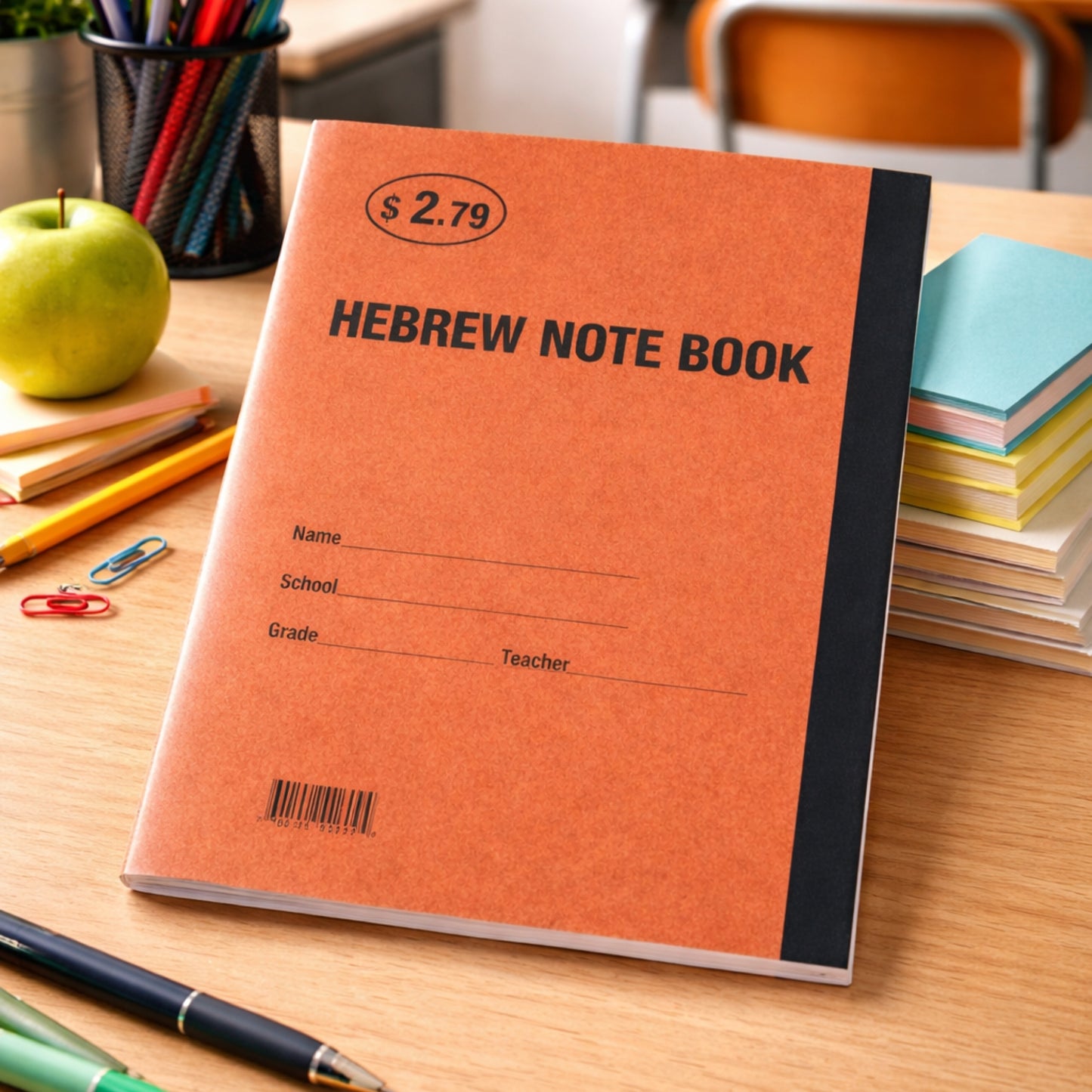 Orange Cover Hebrew Student Note Book Hebrew Notebook size and feature image