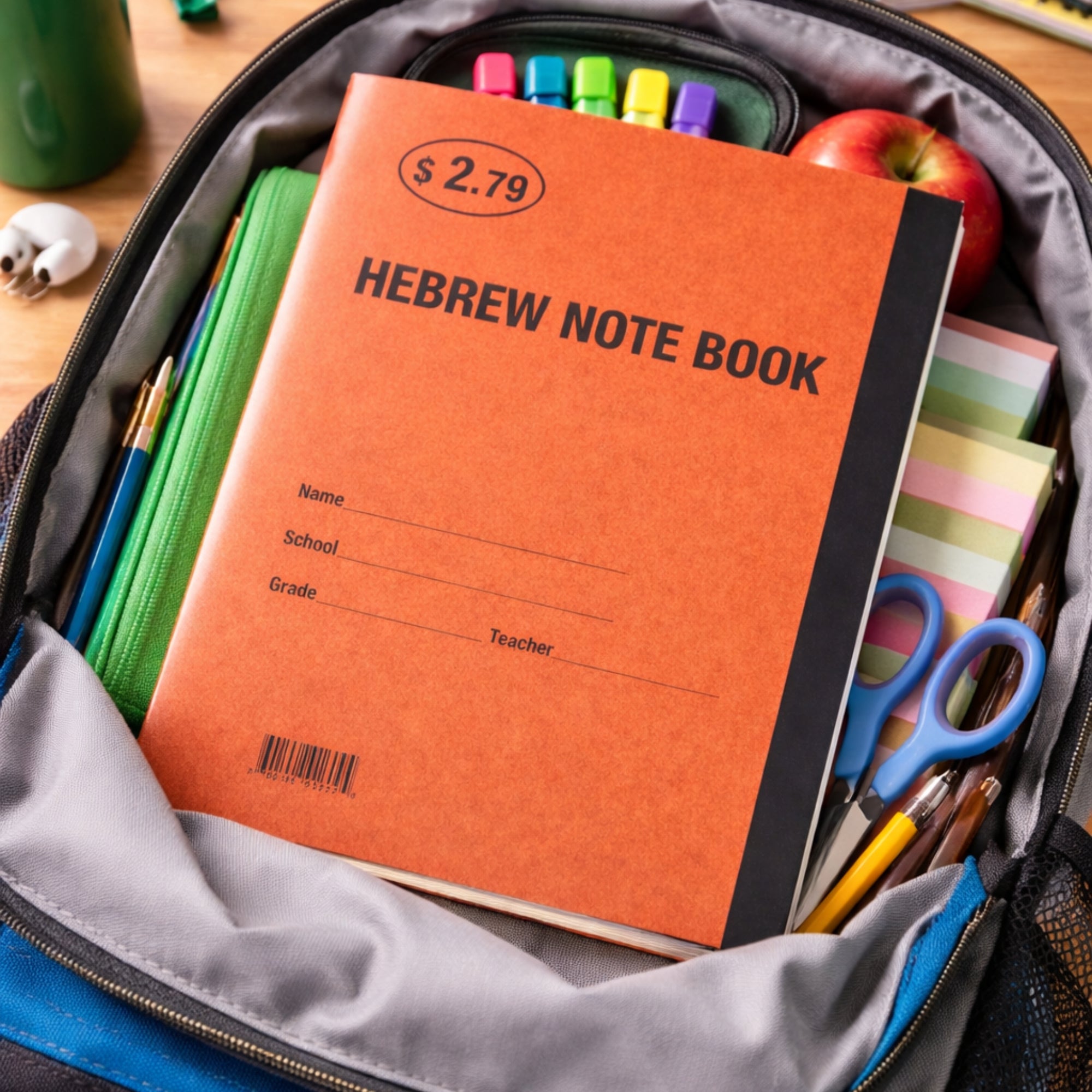 Orange Cover Hebrew Student Note Book Hebrew Notebook lifestyle use image