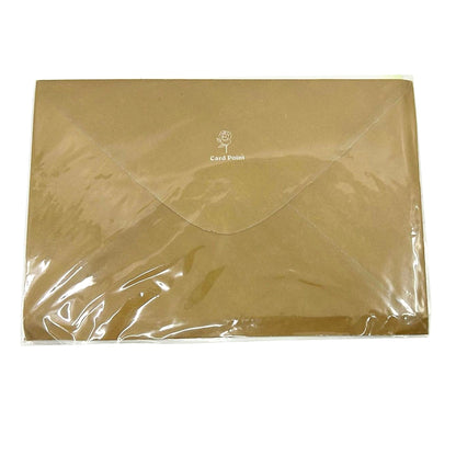 Gold envelope with clear plastic wrap on a white background