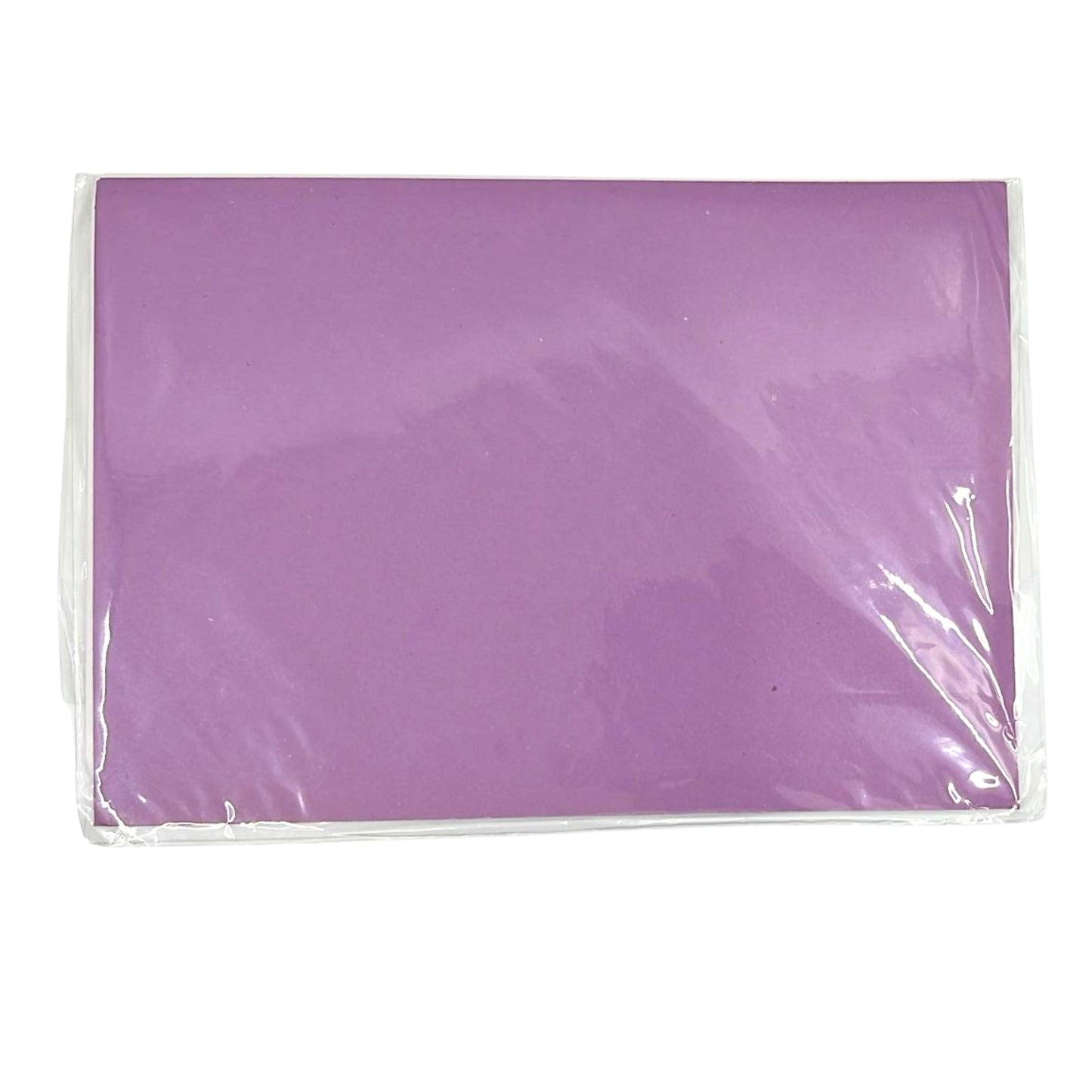 Purple paper in a clear plastic package on a white background