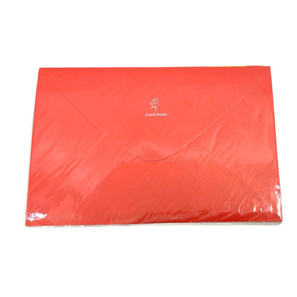 Red envelope with a brand logo on a white background