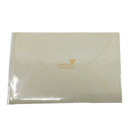 Beige envelope with a logo on a white background