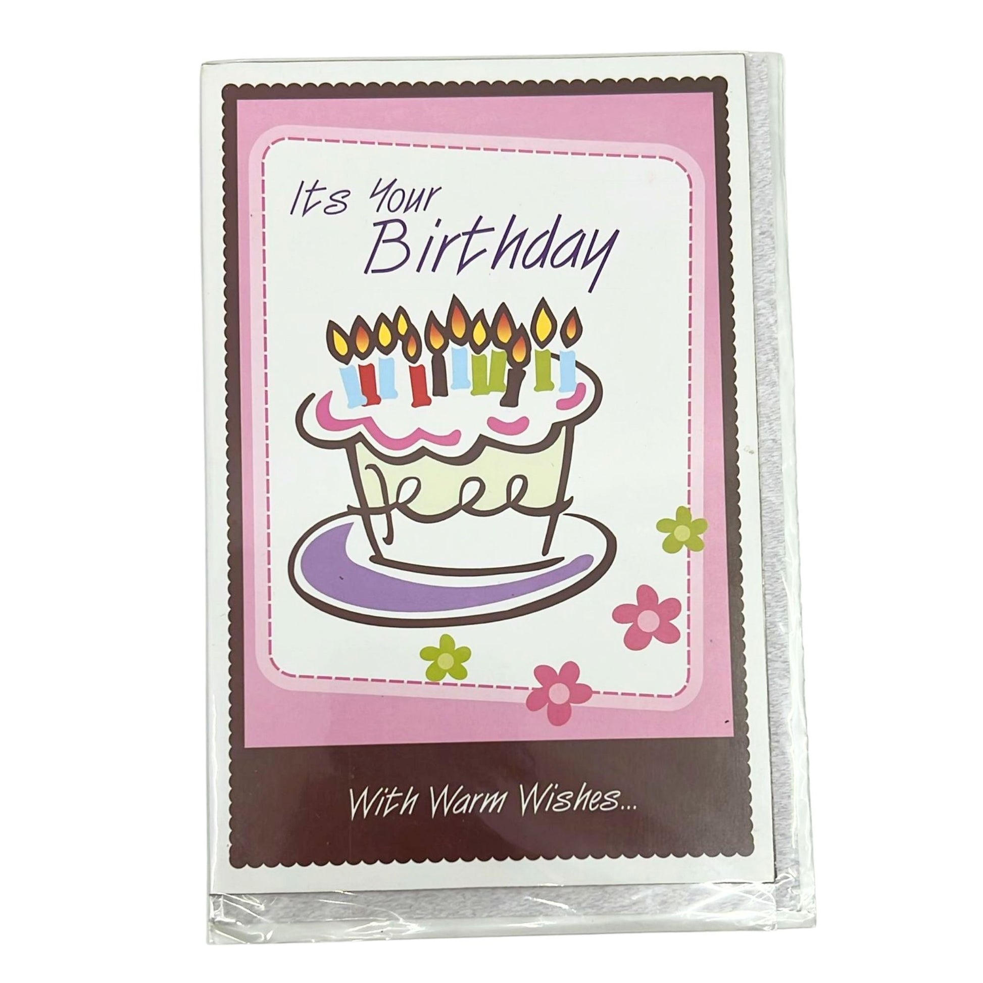 Birthday card with a cupcake illustration and 'It's Your Birthday' text on a white background