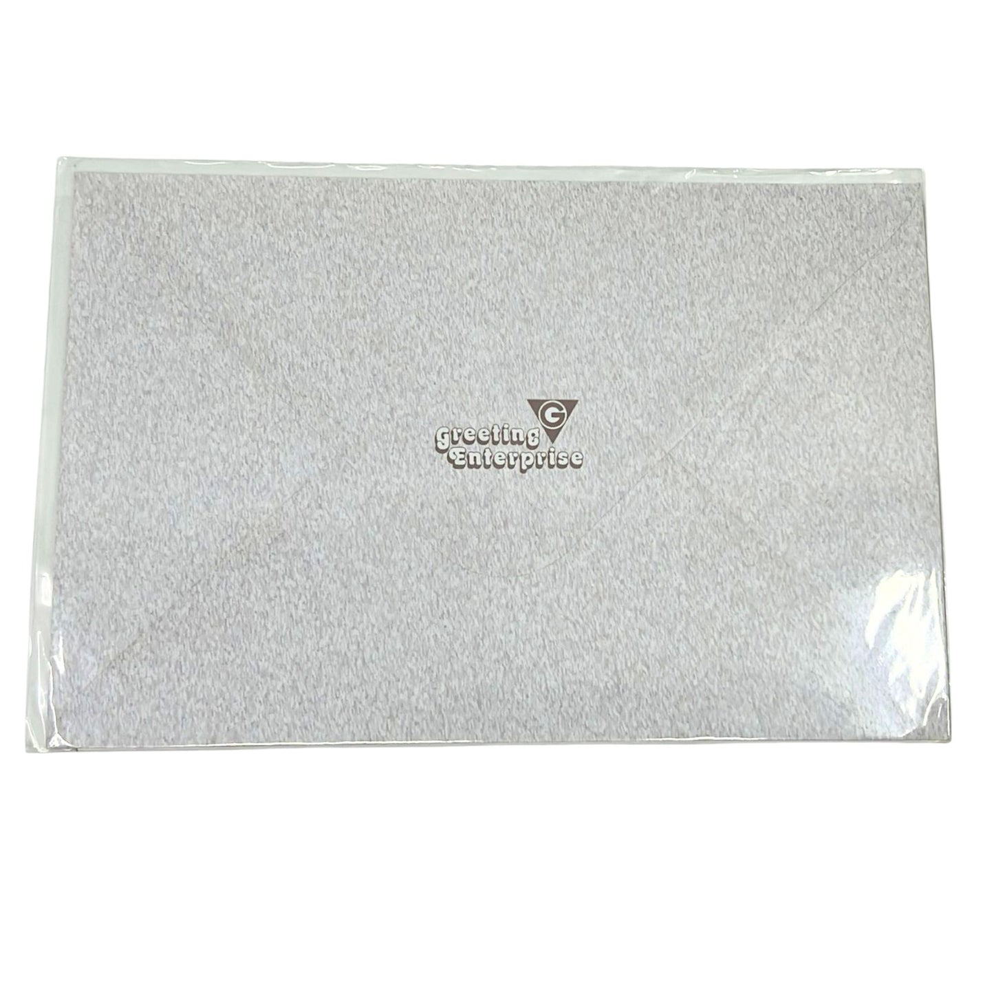 Silver glittery card with 'Greeting Enterprise' logo on a white background