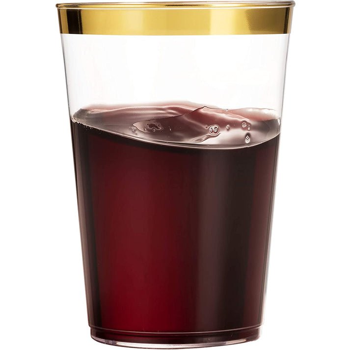 Disposable Plastic Clear 10oz Gold Rim Tumblers: 6 Pack Kitchen Catalog,Tumblers size and feature image