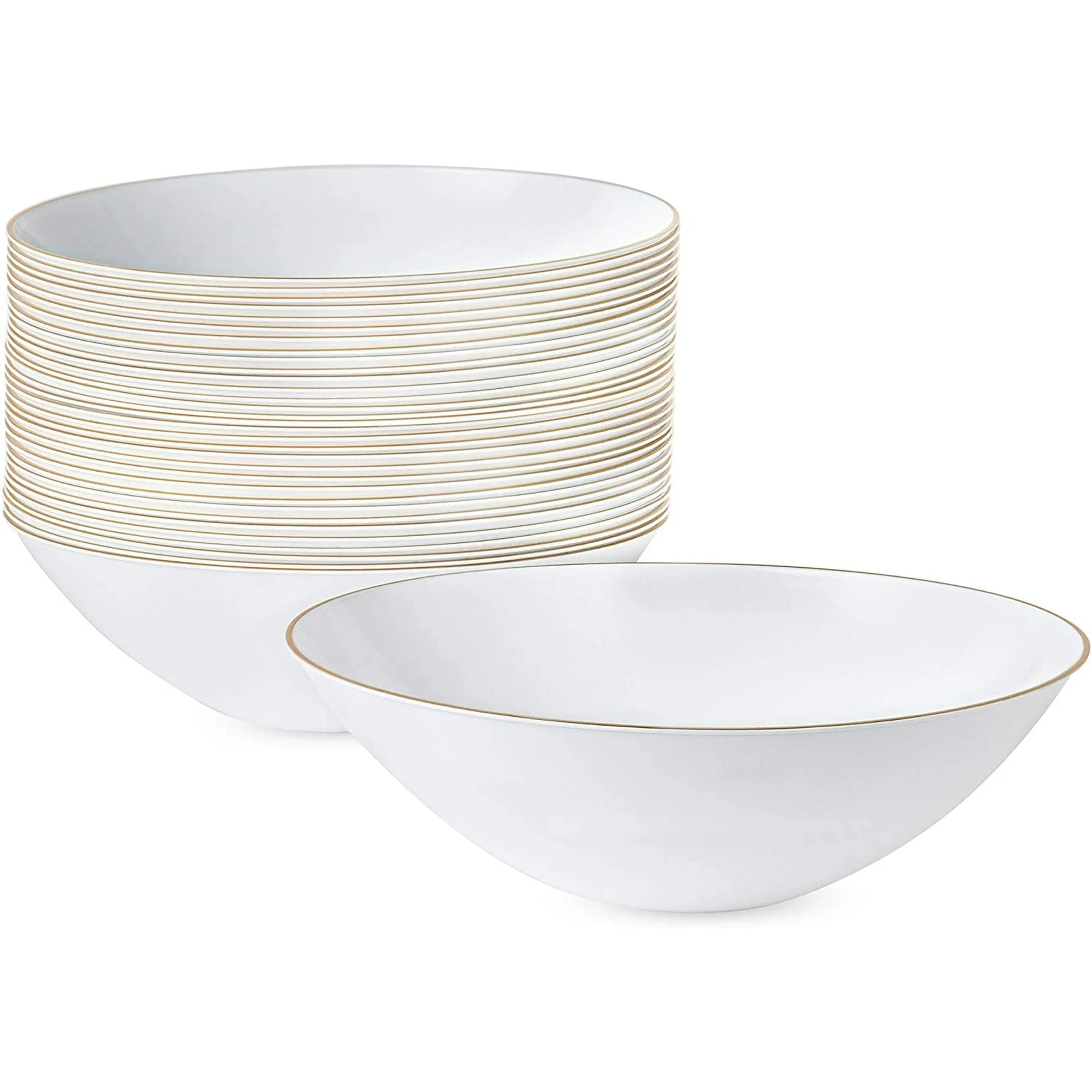 16oz Organic Disposable White with Gold Rim soup Bowls 5 Pack Kitchen Catalog,Dispoable Bowls lifestyle use image