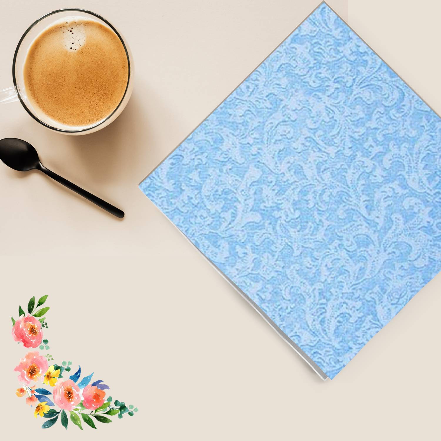 Blue Texture Beverage Napkins 40 Pack Party Tableware, Event Catalog,Napkins size and feature image