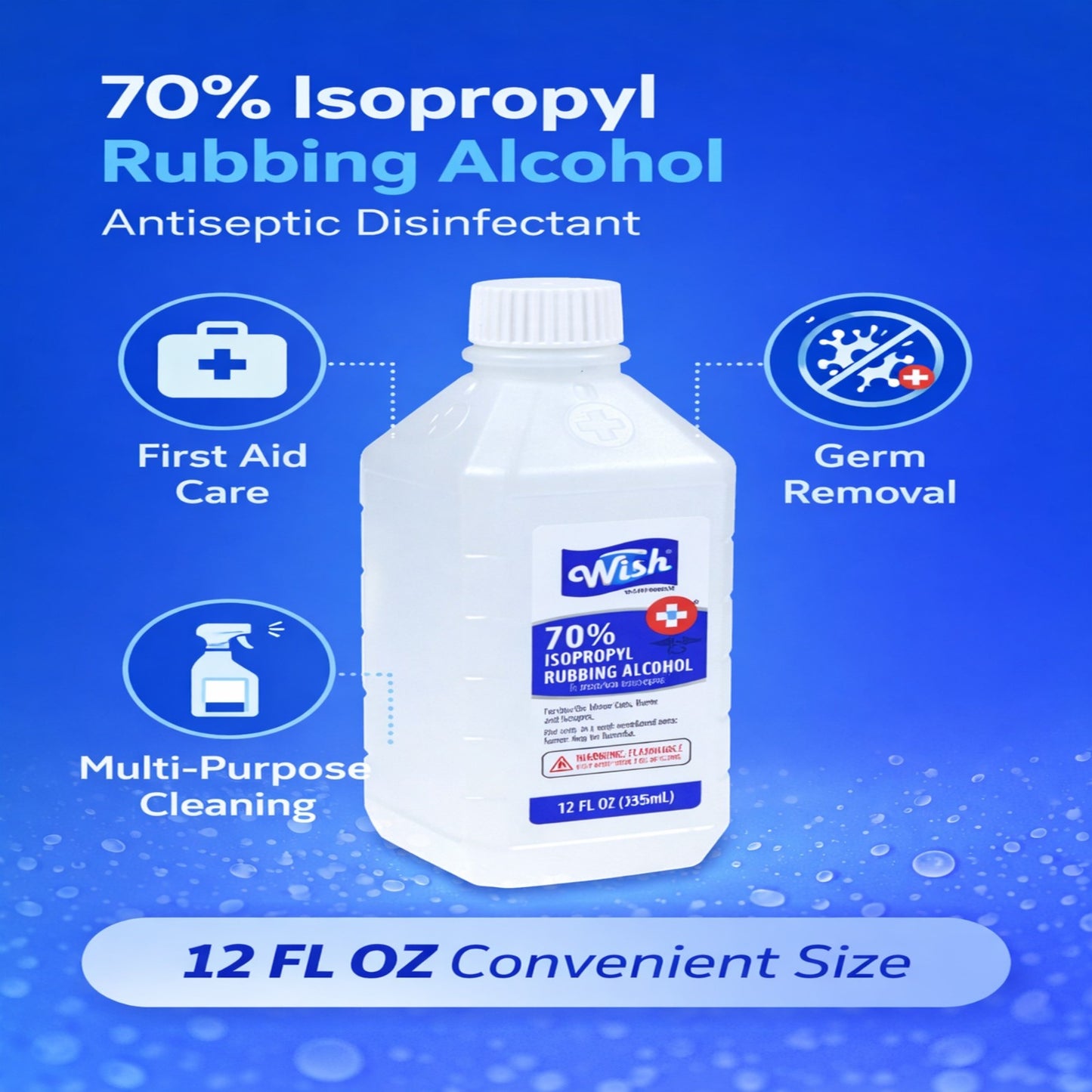 12 FL OZ 70% Isopropyl Rubbing Alcohol Antiseptic – First Aid Disinfectant