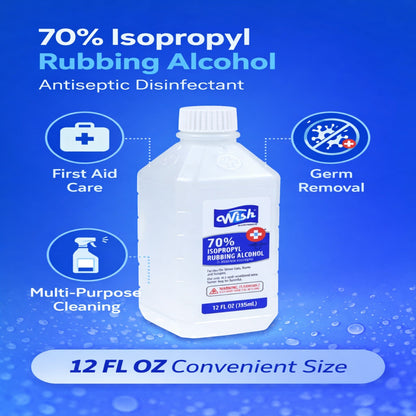 12 FL OZ 70% Isopropyl Rubbing Alcohol Antiseptic – First Aid Disinfectant