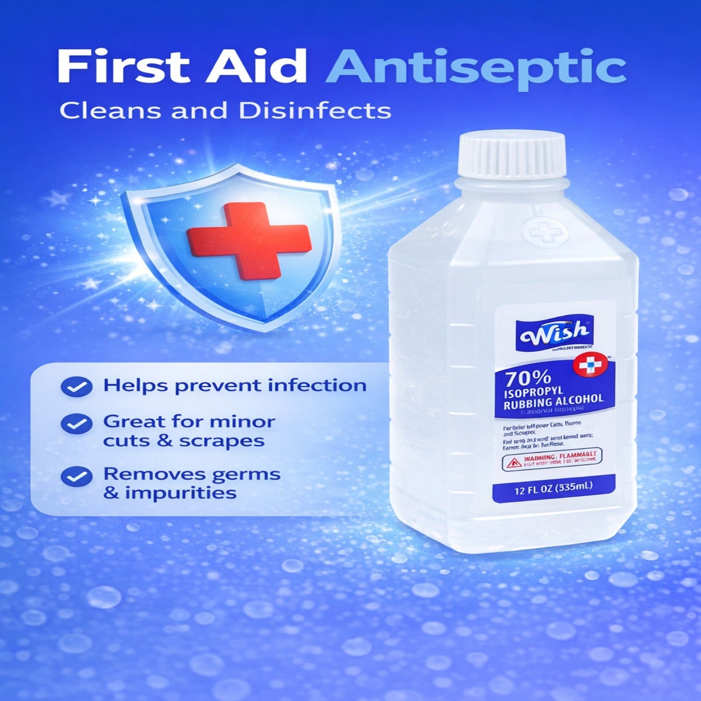 12 FL OZ 70% Isopropyl Rubbing Alcohol Antiseptic – First Aid Disinfectant
