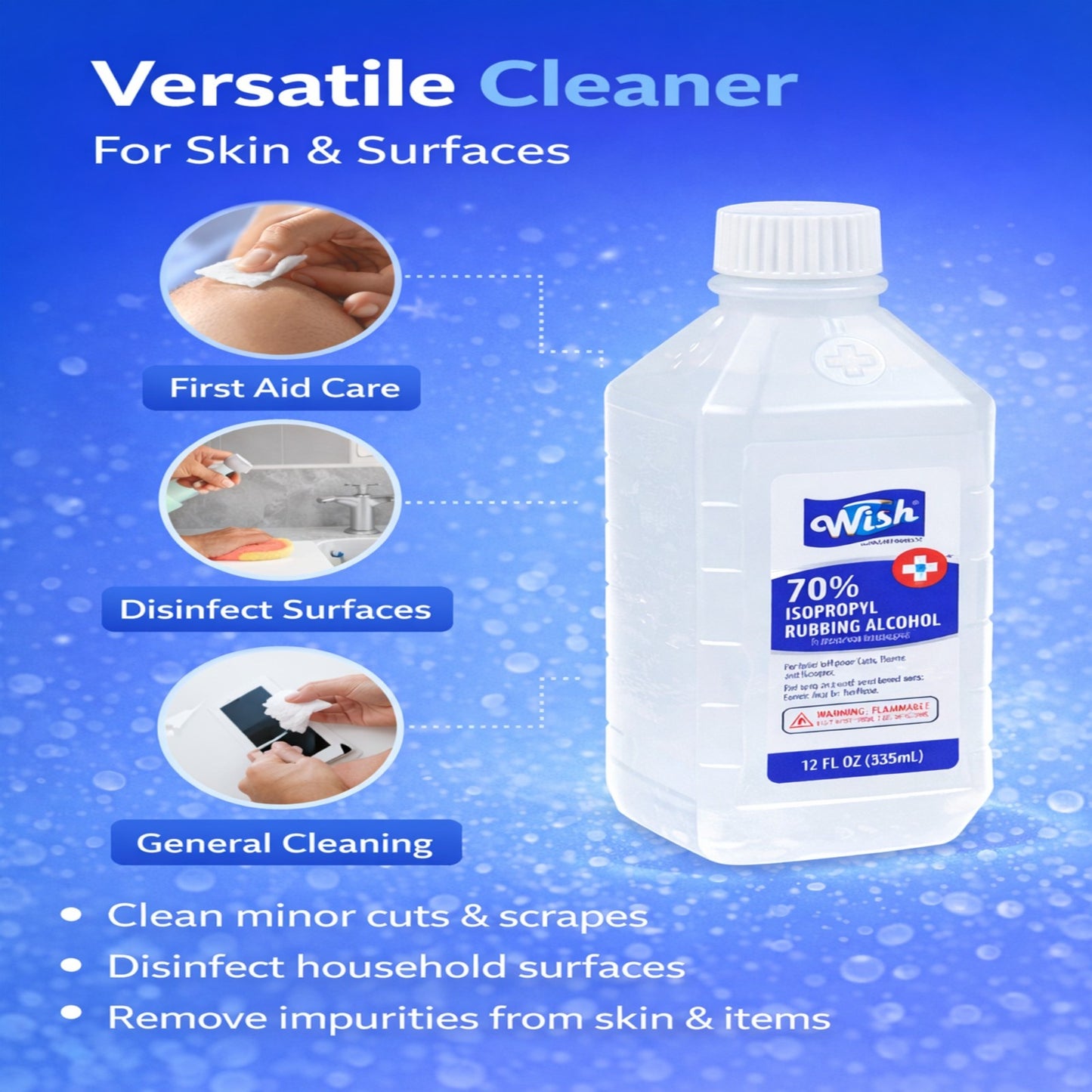 12 FL OZ 70% Isopropyl Rubbing Alcohol Antiseptic – First Aid Disinfectant