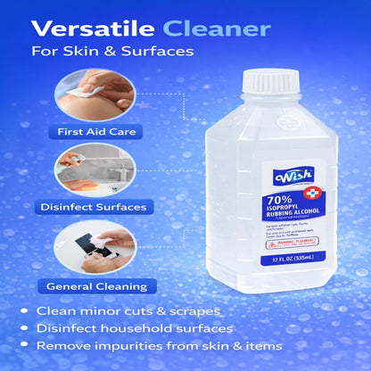 12 FL OZ 70% Isopropyl Rubbing Alcohol Antiseptic – First Aid Disinfectant
