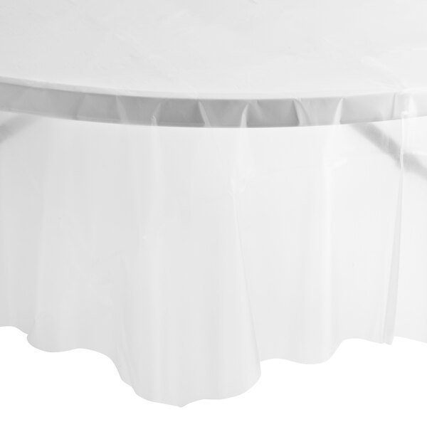 84'' Clear Round TableCloth Plastic Disposable Tablecovers Tablecloths Round size and feature image