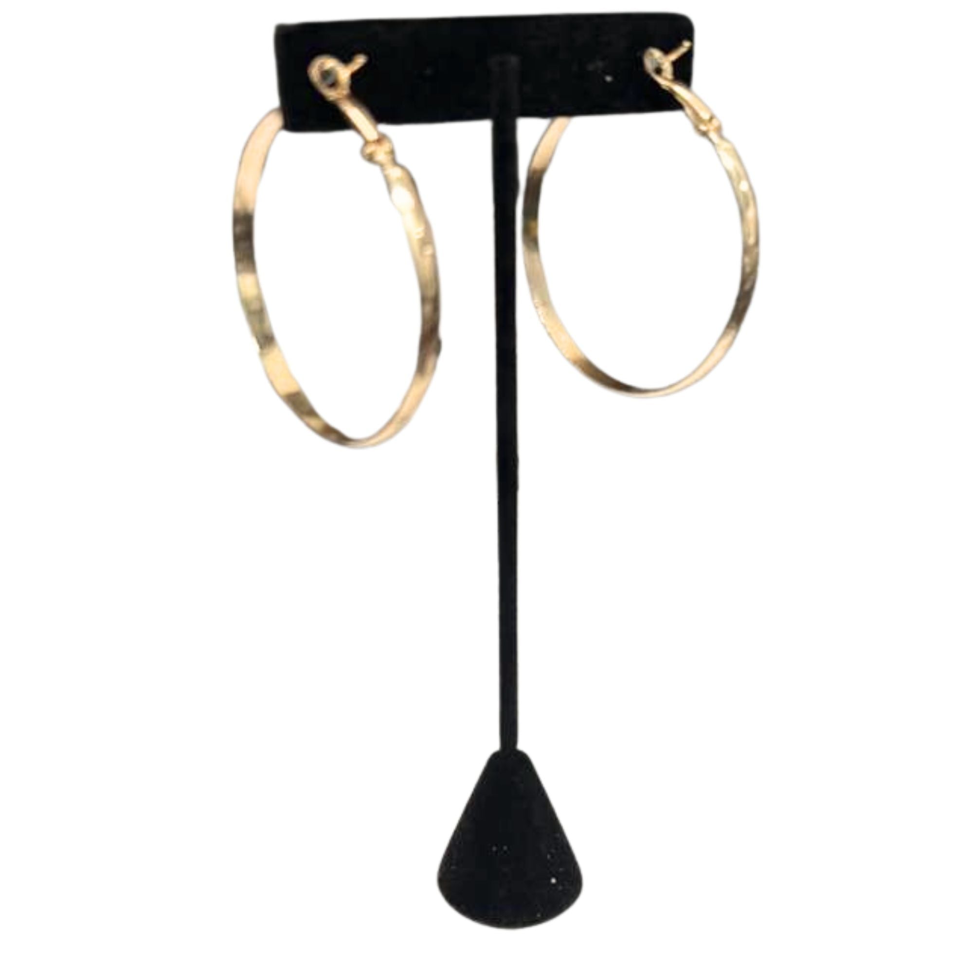 2.0 Inch Round Gold Tone Lightweight & Stylish Design Hoop Earrings: 1 Pair Earing size and feature image