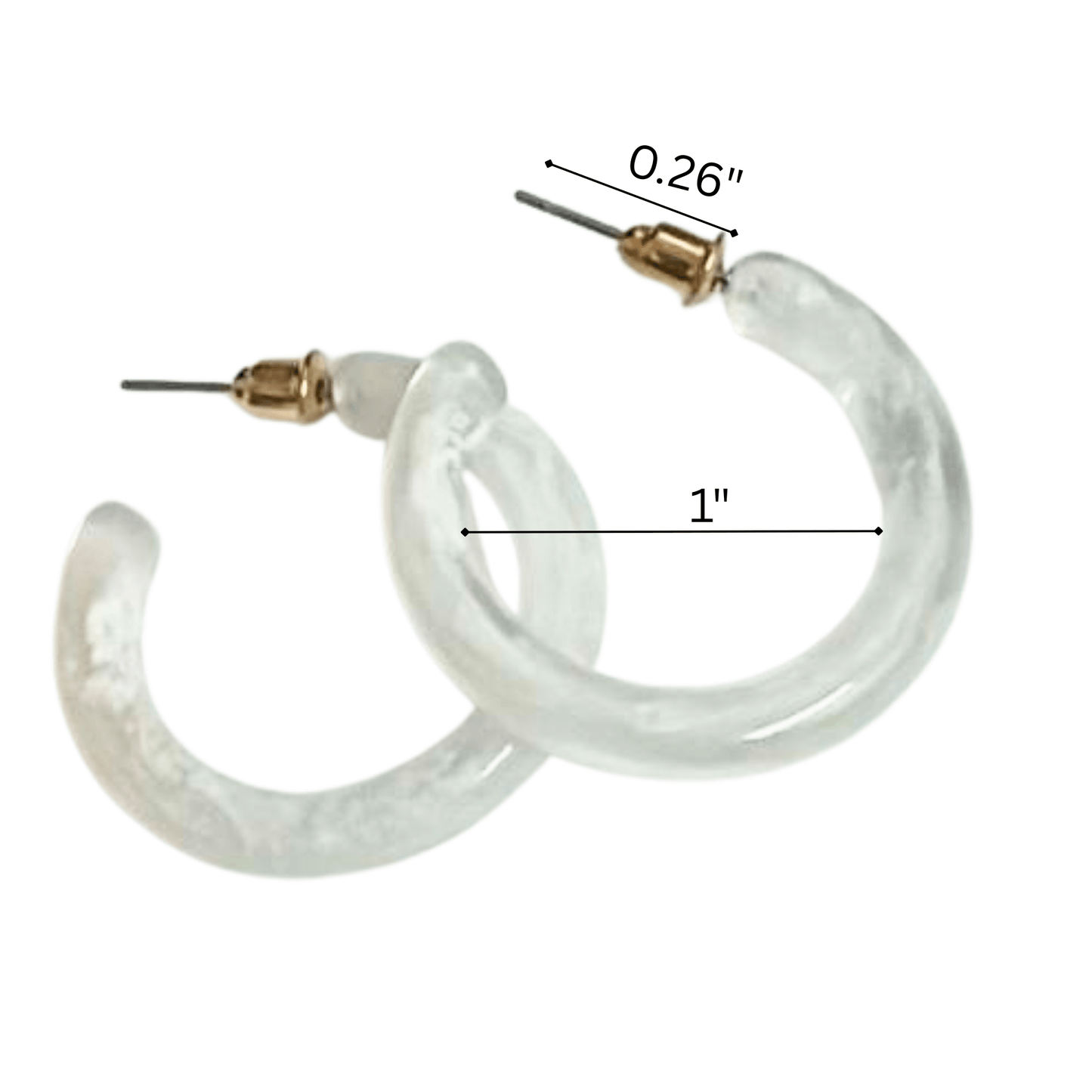 Marble Look Textured Mini Hoop Earrings – 0.60" Silver Fashion Hoops: 1 Pair Earing product detail image