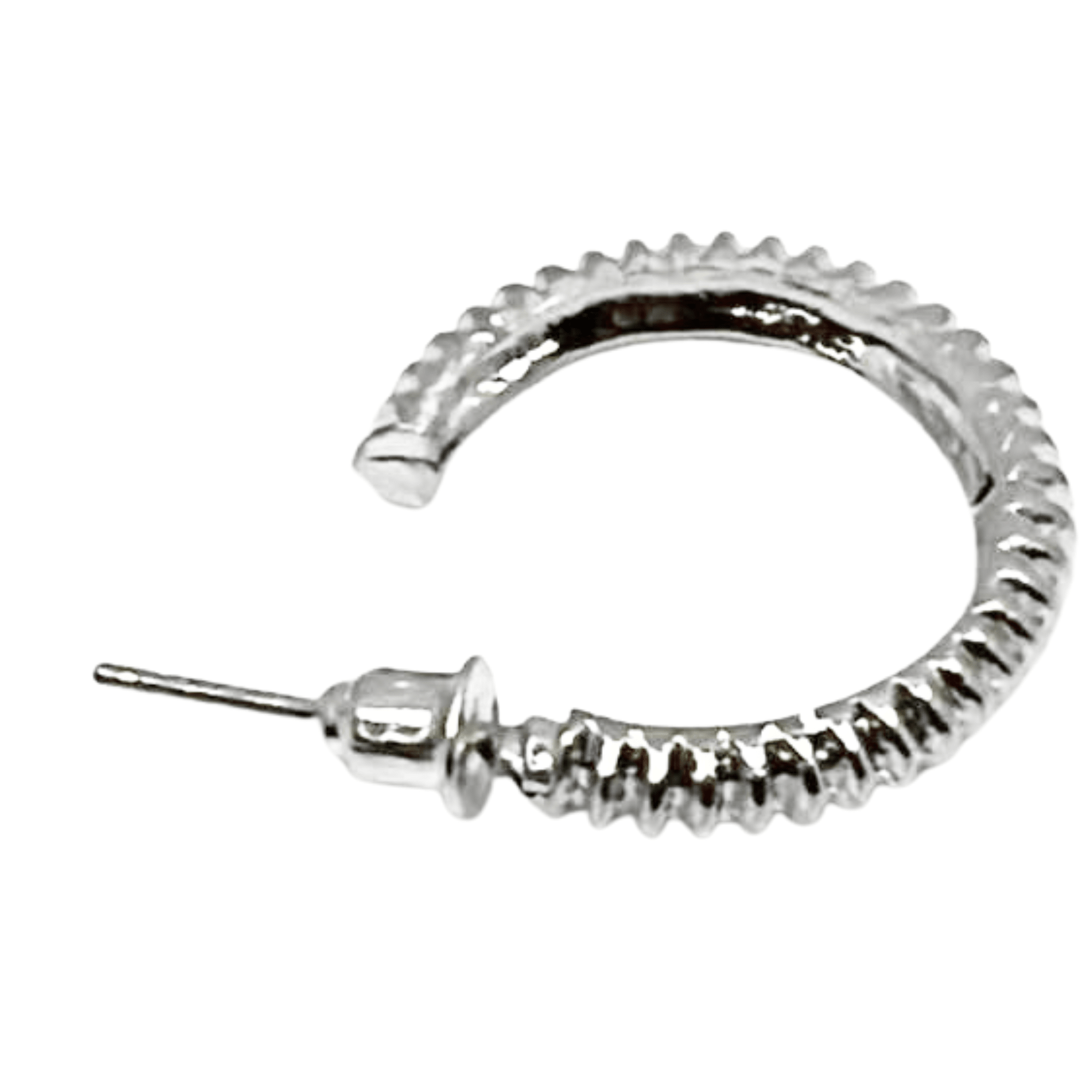 Textured Mini Hoop Earrings – 0.60" Silver Tone Fashion Hoops: 1 Pair Earing size and feature image