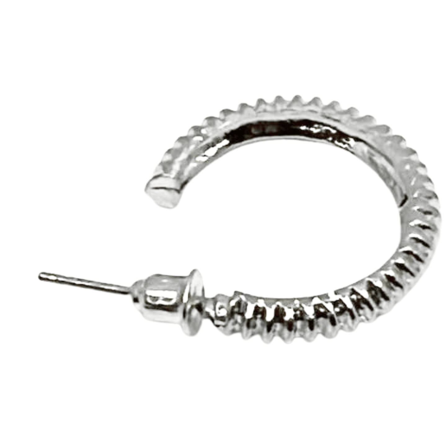 Textured Mini Hoop Earrings – 0.60" Silver Tone Fashion Hoops: 1 Pair Earing size and feature image