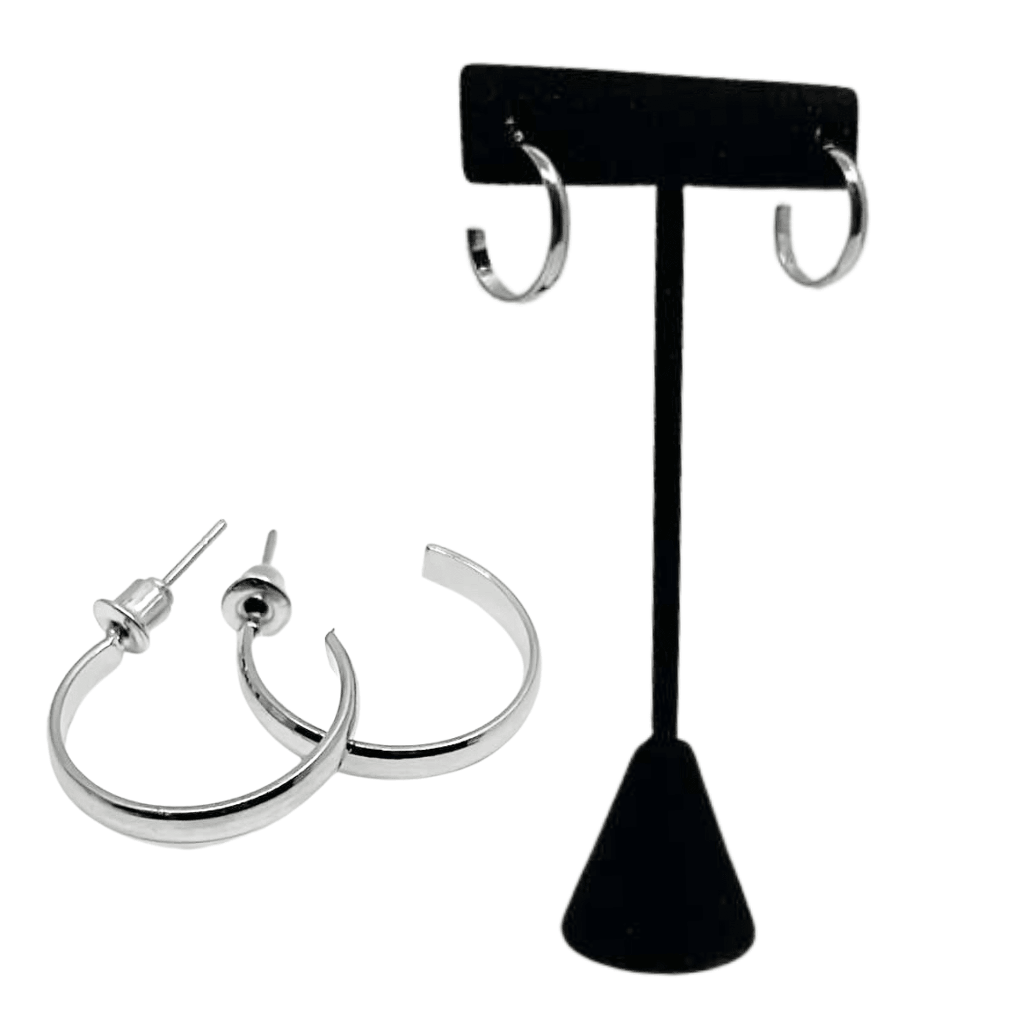 Silver Textured Mini Hoop Earrings – 0.60" Fashion Hoops: 1 Pair Earing main product image