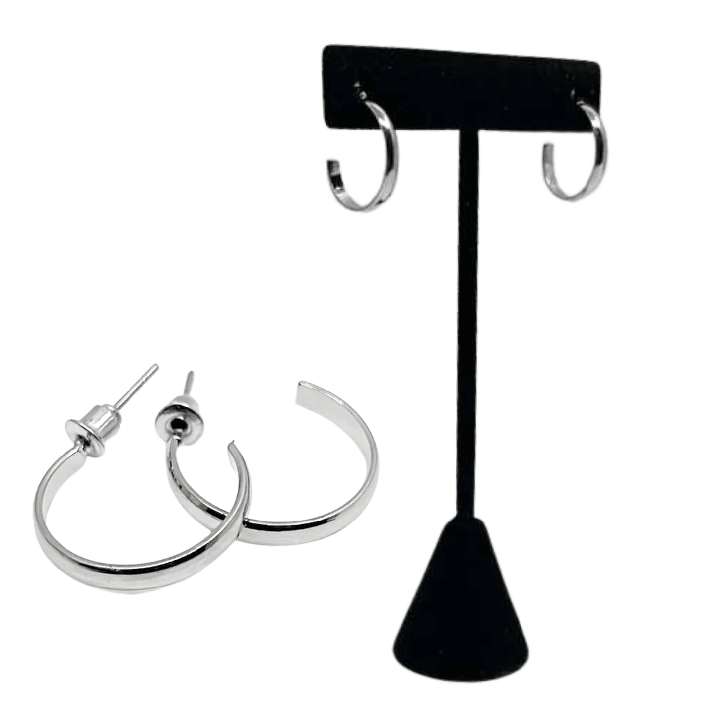 Silver Textured Mini Hoop Earrings – 0.60" Fashion Hoops: 1 Pair Earing main product image